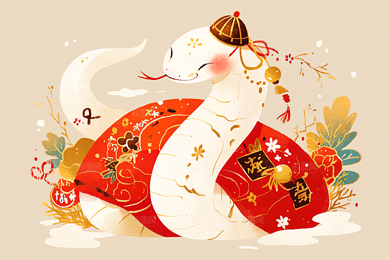 新年生肖蛇可爱二十四生肖素材