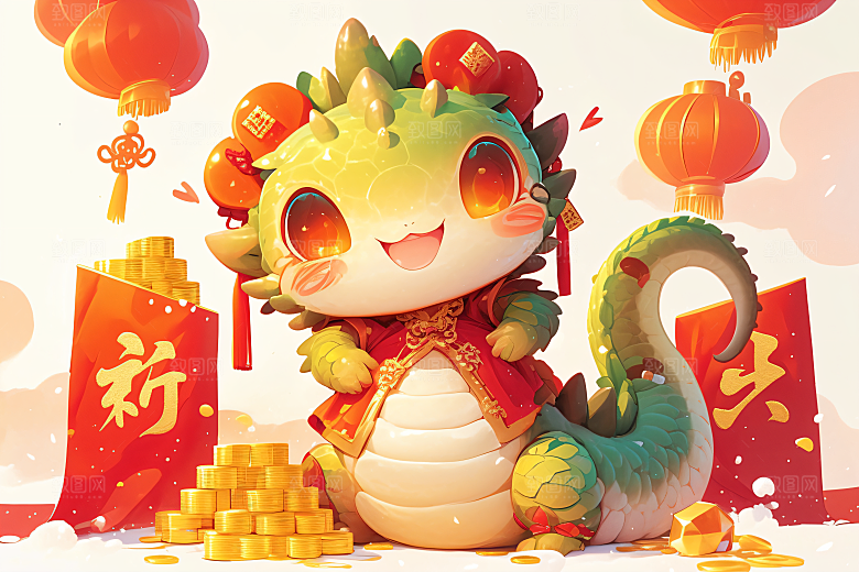 新年生肖蛇吉祥如意蛇拟人素材