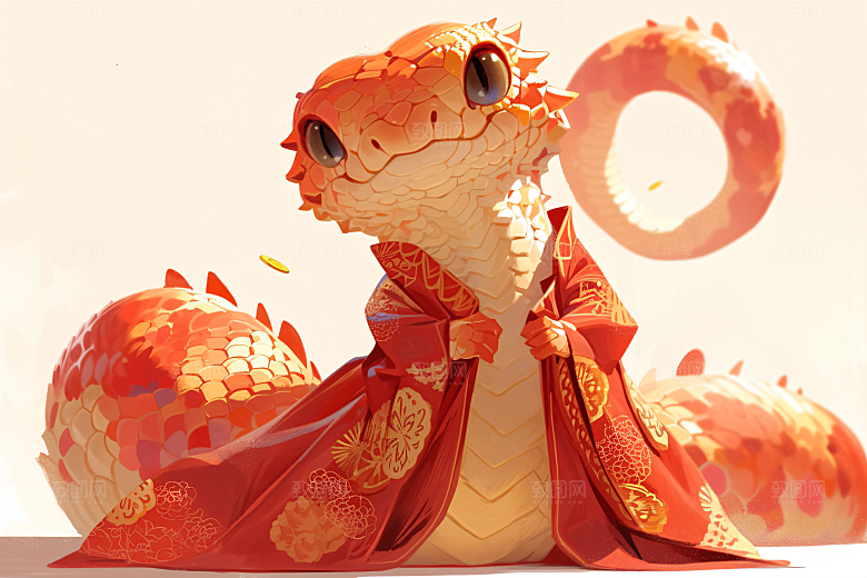 新年生肖蛇二十四生肖插画素材