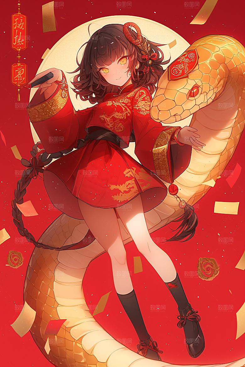 新年生肖蛇蛇拟人可爱素材