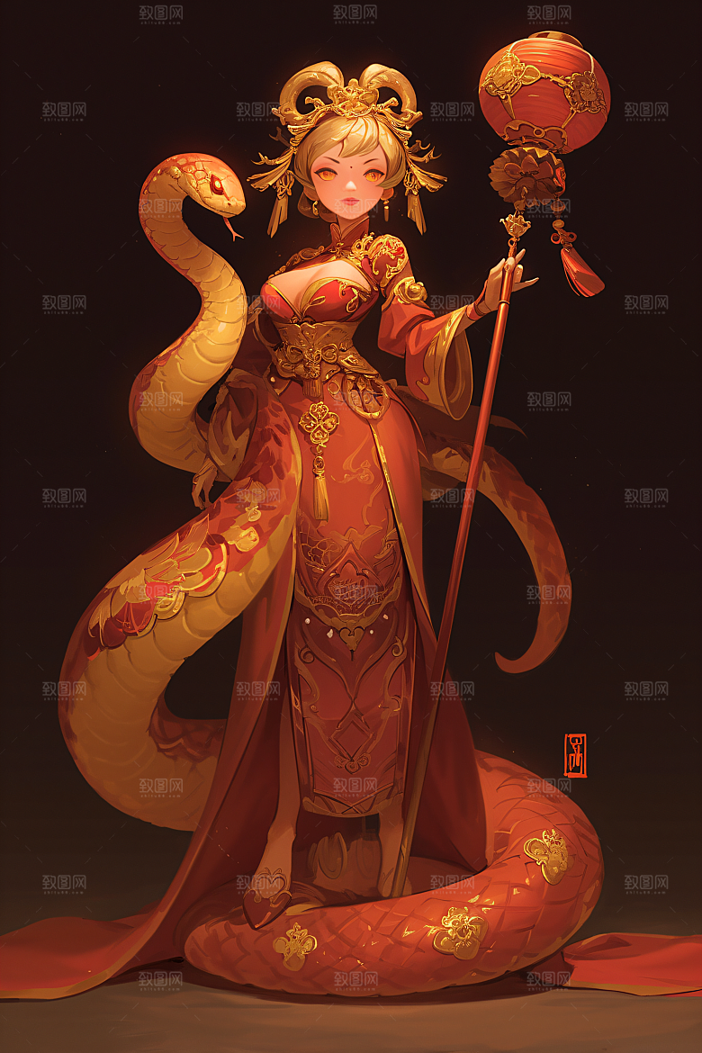 新年生肖蛇可爱插画素材