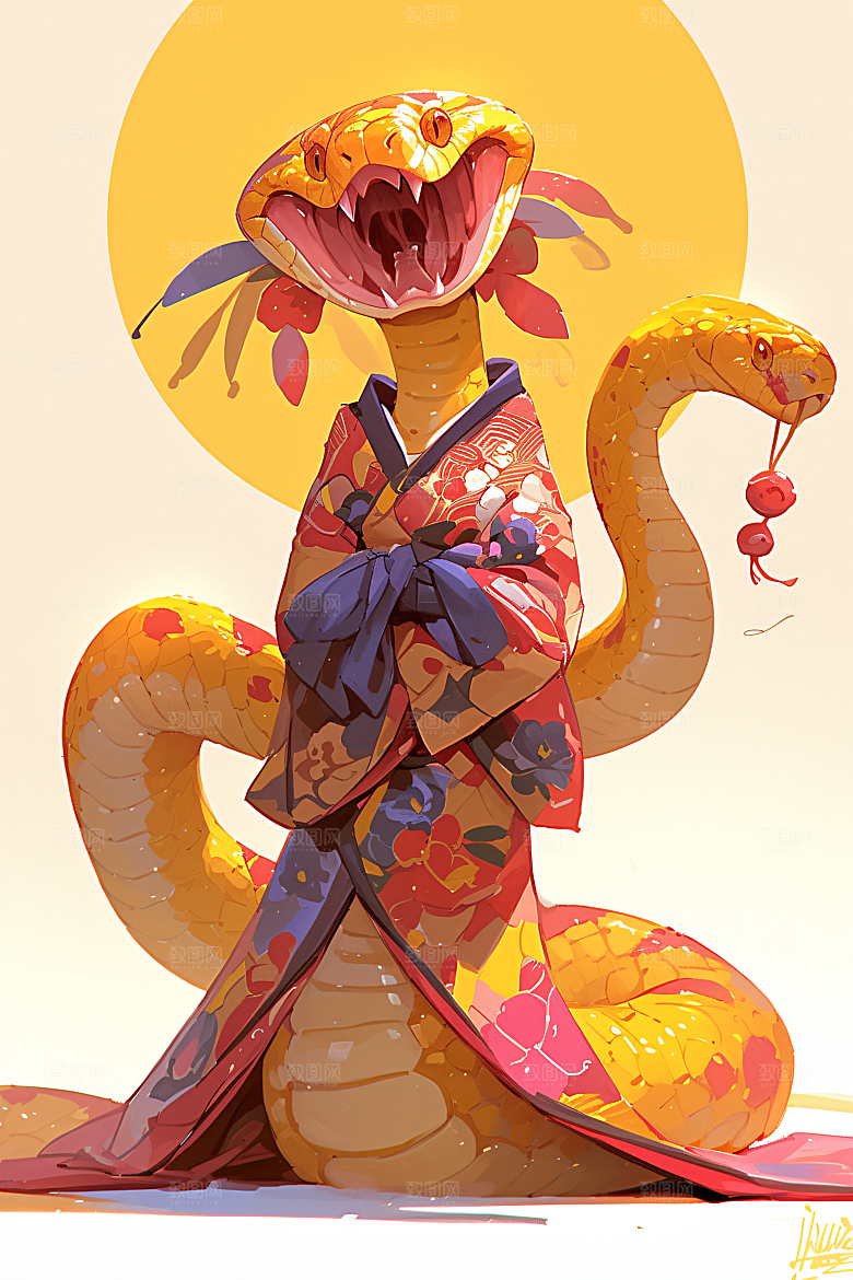 新年生肖蛇高清插画素材