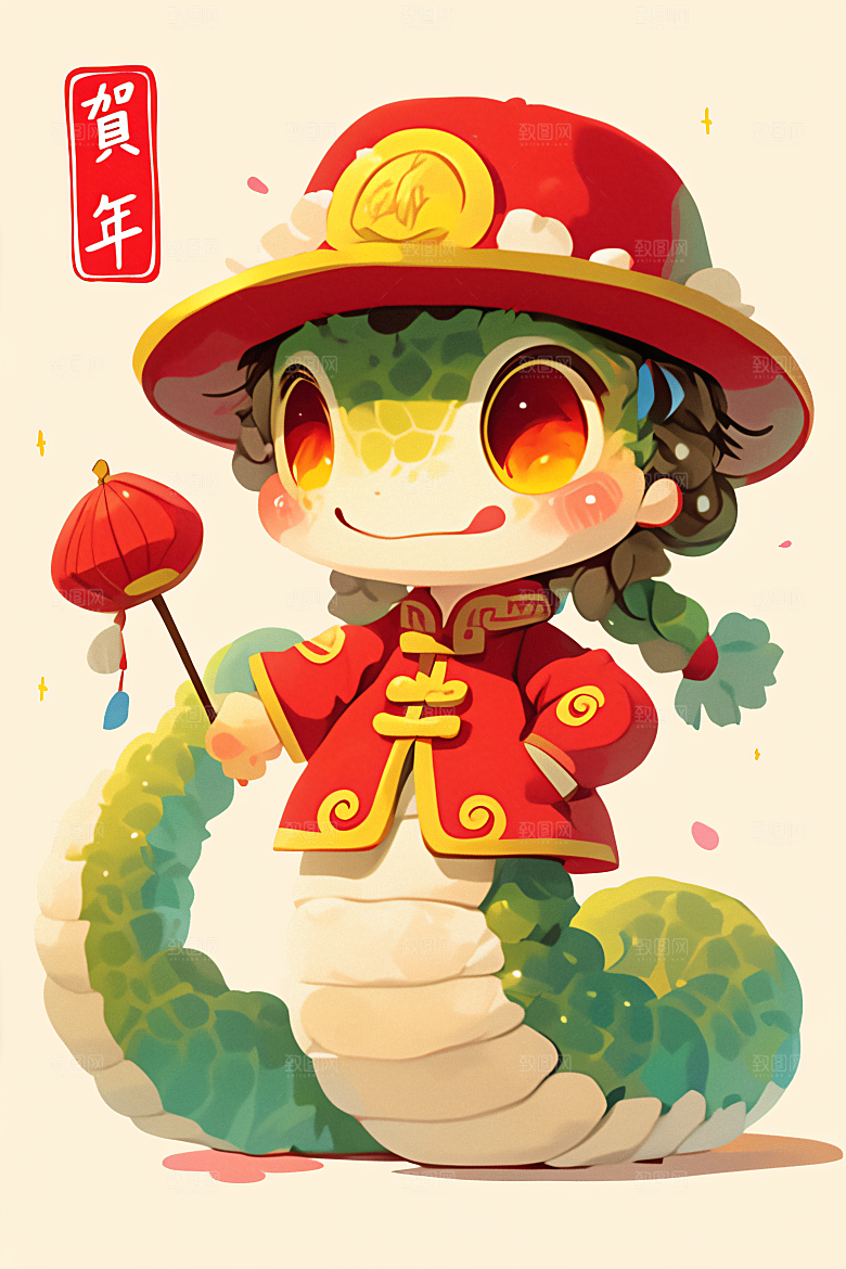 新年生肖蛇吉祥如意蛇拟人素材