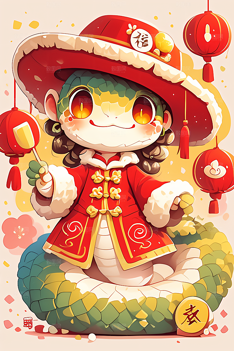 新年生肖蛇卡通插画素材