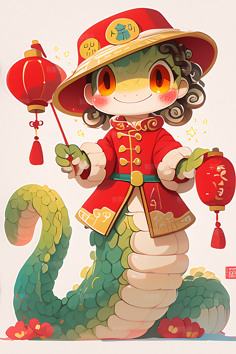 新年生肖蛇吉祥如意蛇拟人素材