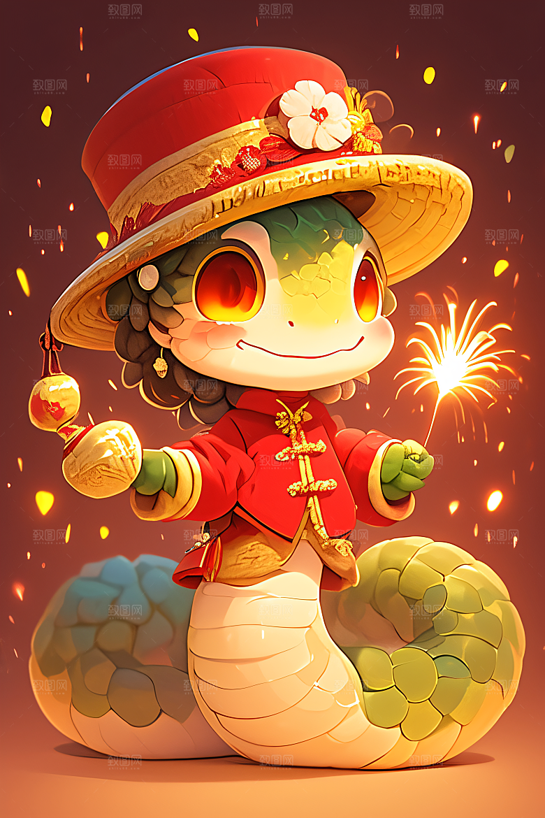 新年生肖蛇过年蛇年主题素材