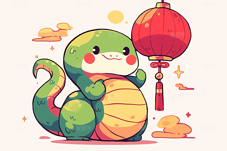 新年生肖蛇可爱过年素材