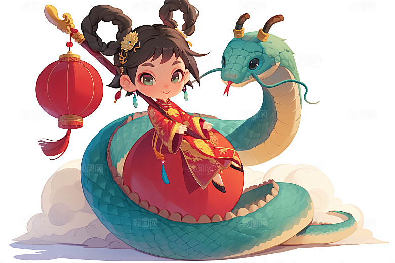 新年生肖蛇吉祥如意卡通素材