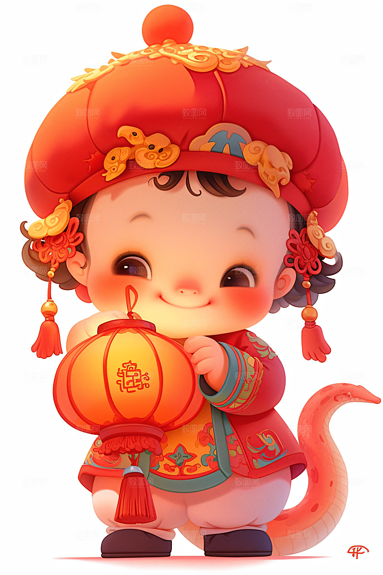 新年生肖蛇插画过年素材