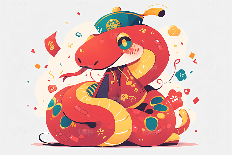 新年生肖蛇可爱吉祥如意素材