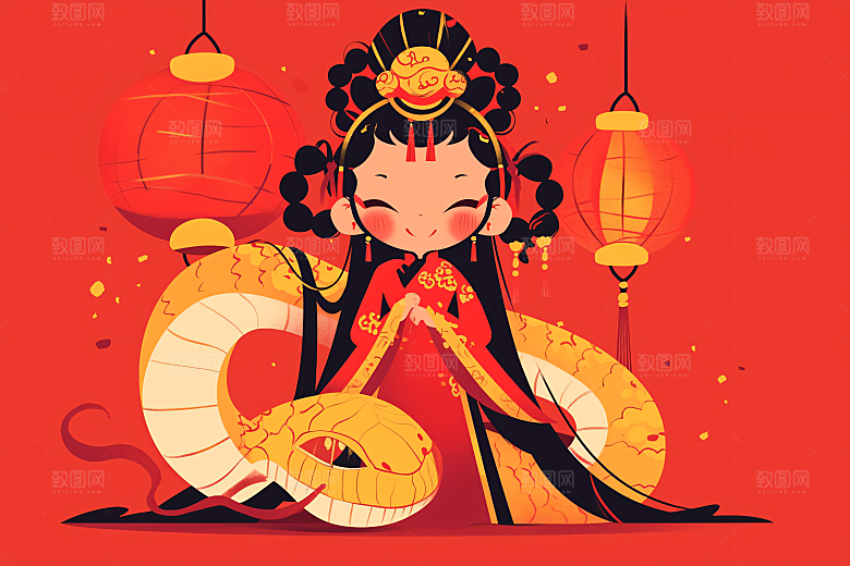 新年生肖蛇二十四生肖蛇年主题素材