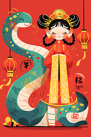 新年生肖蛇春节喜庆素材