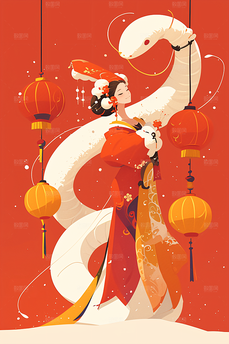 新年生肖蛇可爱二十四生肖素材