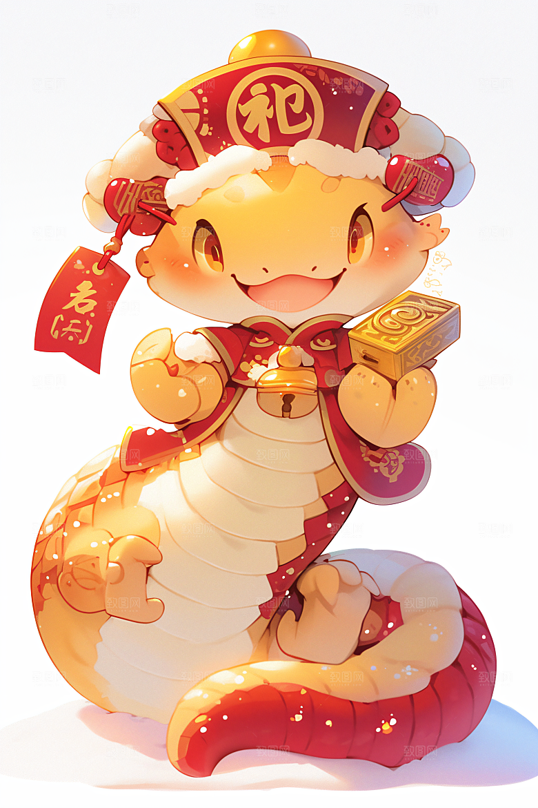 新年生肖蛇蛇拟人吉祥如意素材