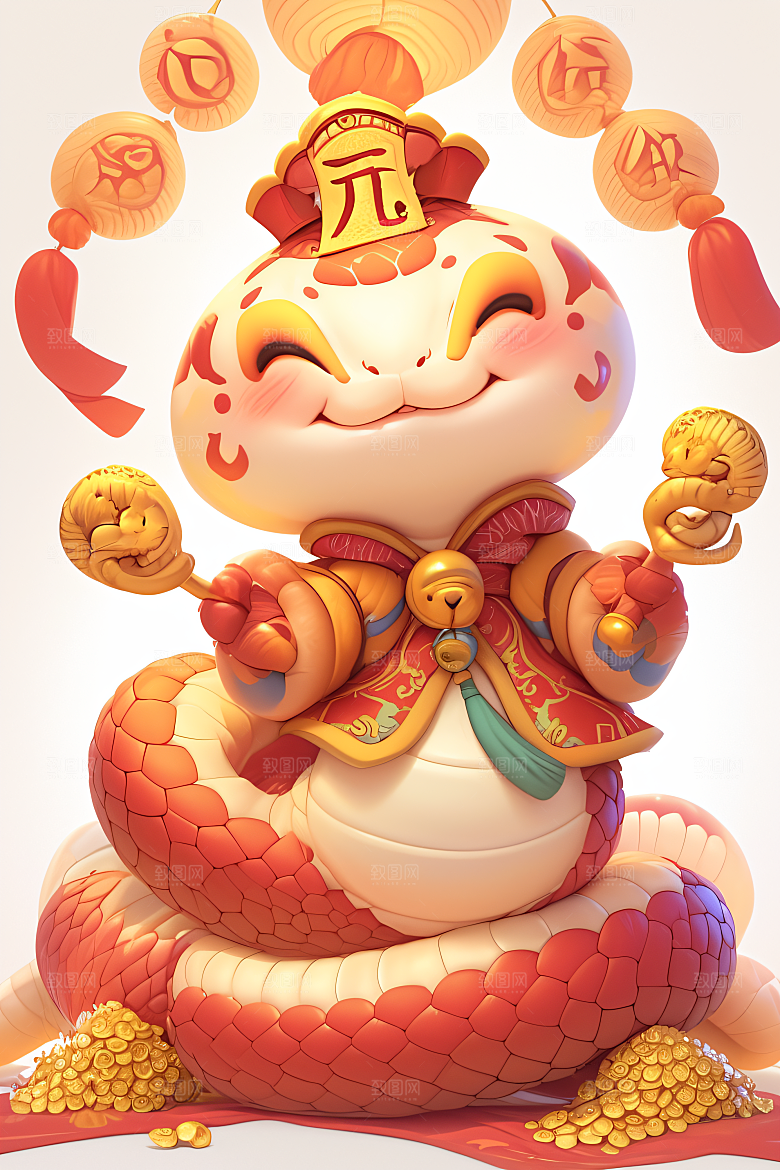 新年生肖蛇蛇年主题吉祥如意素材