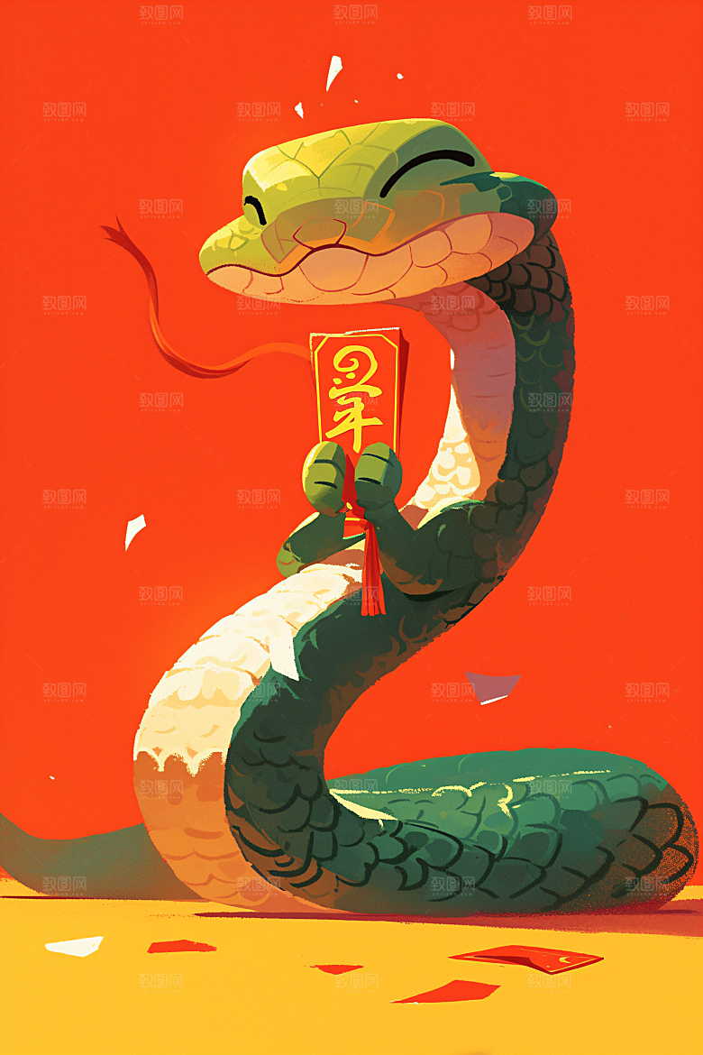 新年生肖蛇吉祥如意过年素材