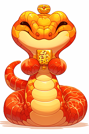 新年生肖蛇蛇拟人插画素材