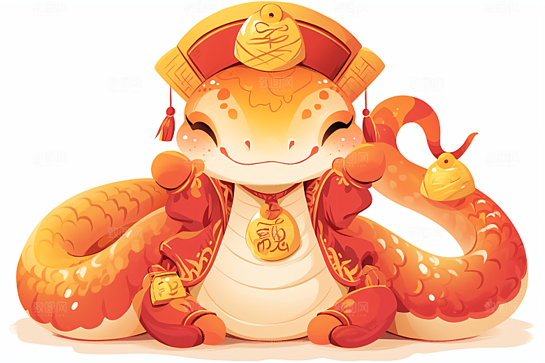 新年生肖蛇插画二十四生肖素材