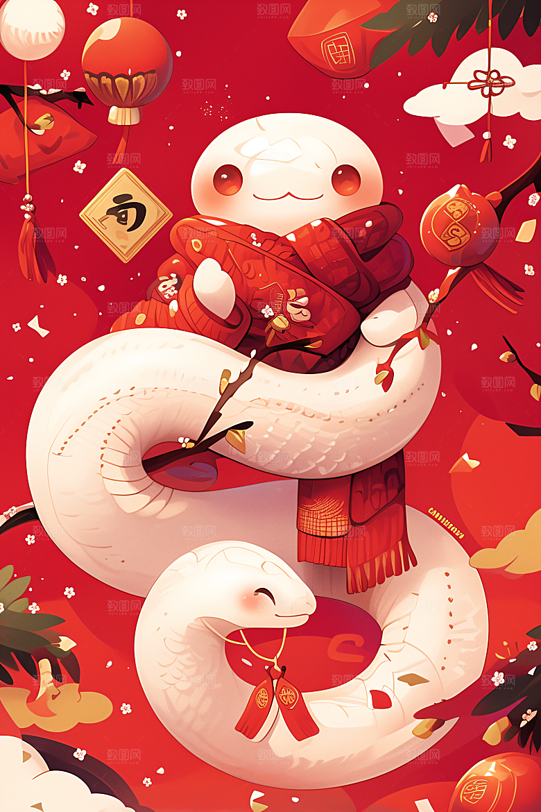 新年生肖蛇喜庆吉祥如意素材