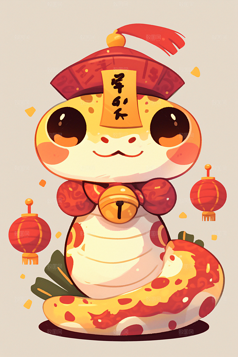 新年生肖蛇可爱喜庆素材