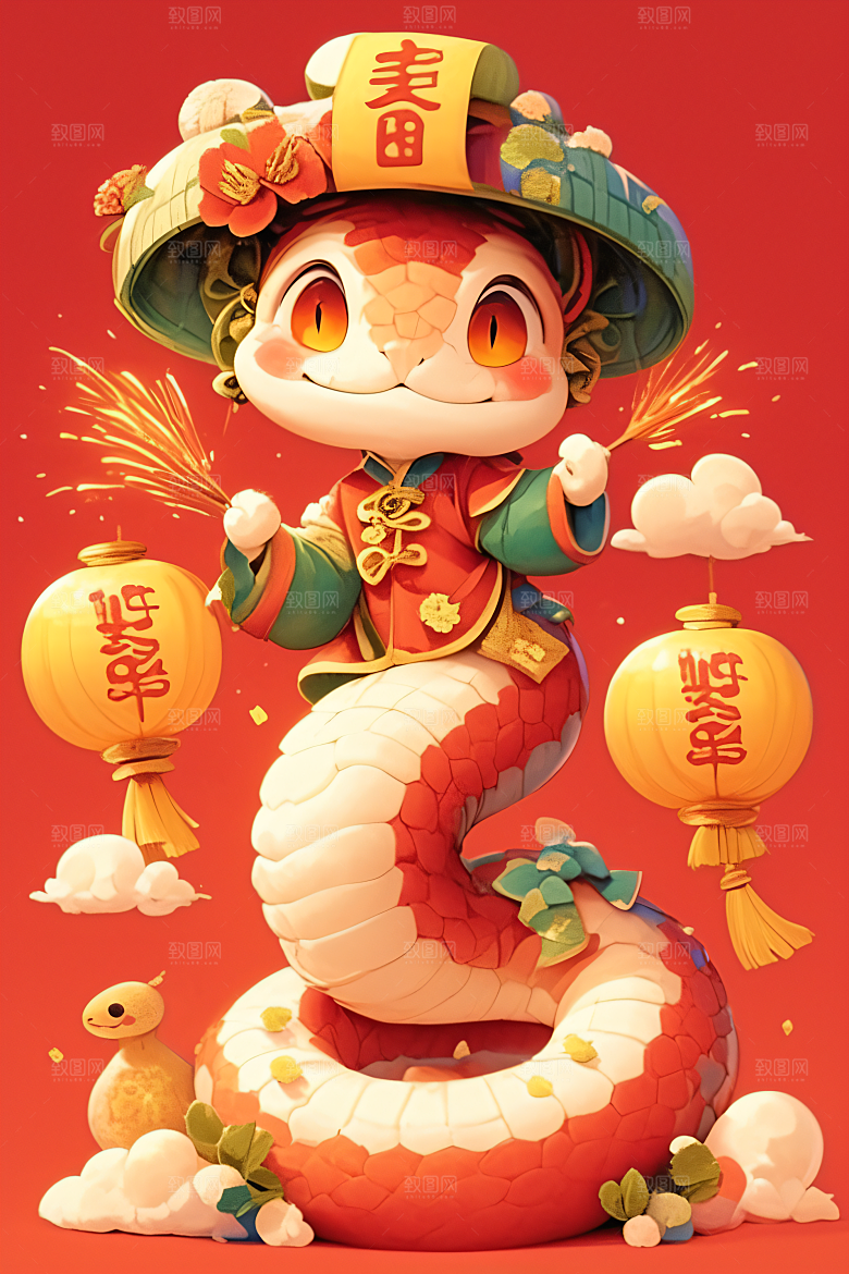 新年生肖蛇过年二十四生肖素材