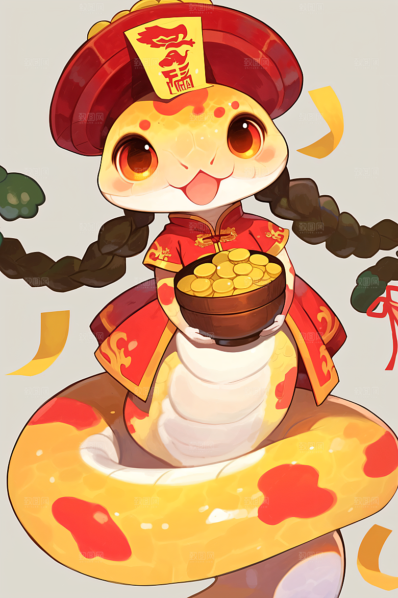 新年生肖蛇插画过年素材