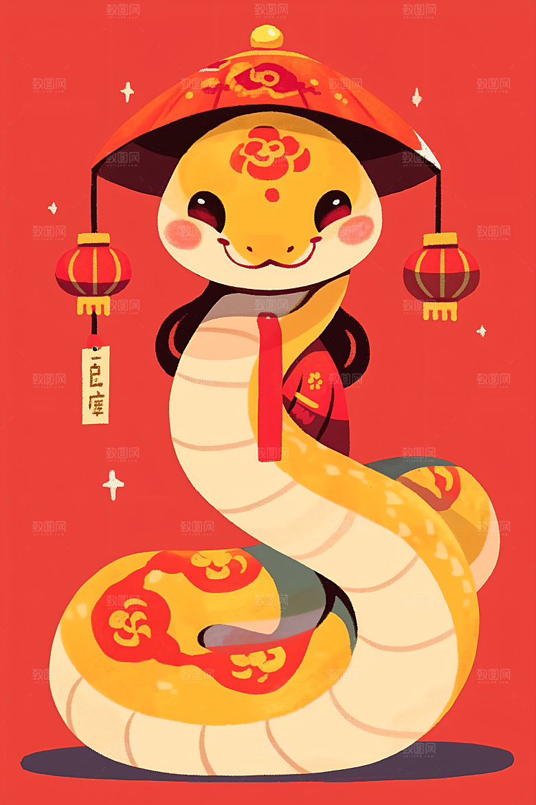 新年生肖蛇过年蛇拟人素材