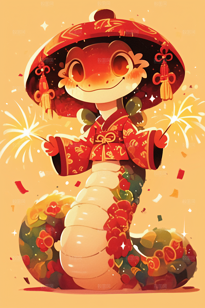 新年生肖蛇蛇拟人高清素材