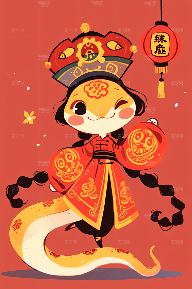 新年生肖蛇可爱吉祥如意素材