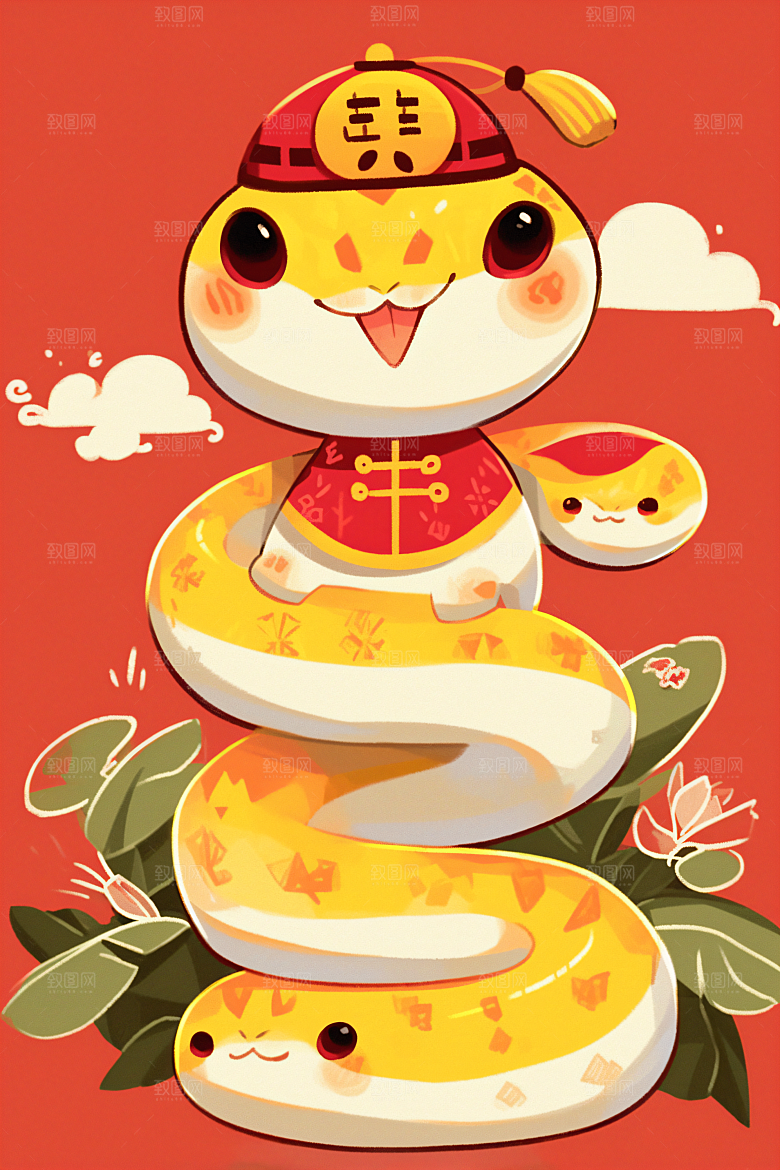 新年生肖蛇高清插画素材
