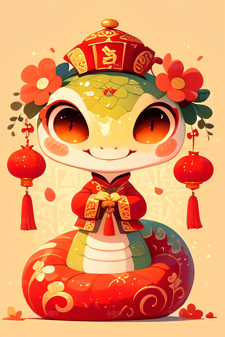 新年生肖蛇二十四生肖喜庆素材