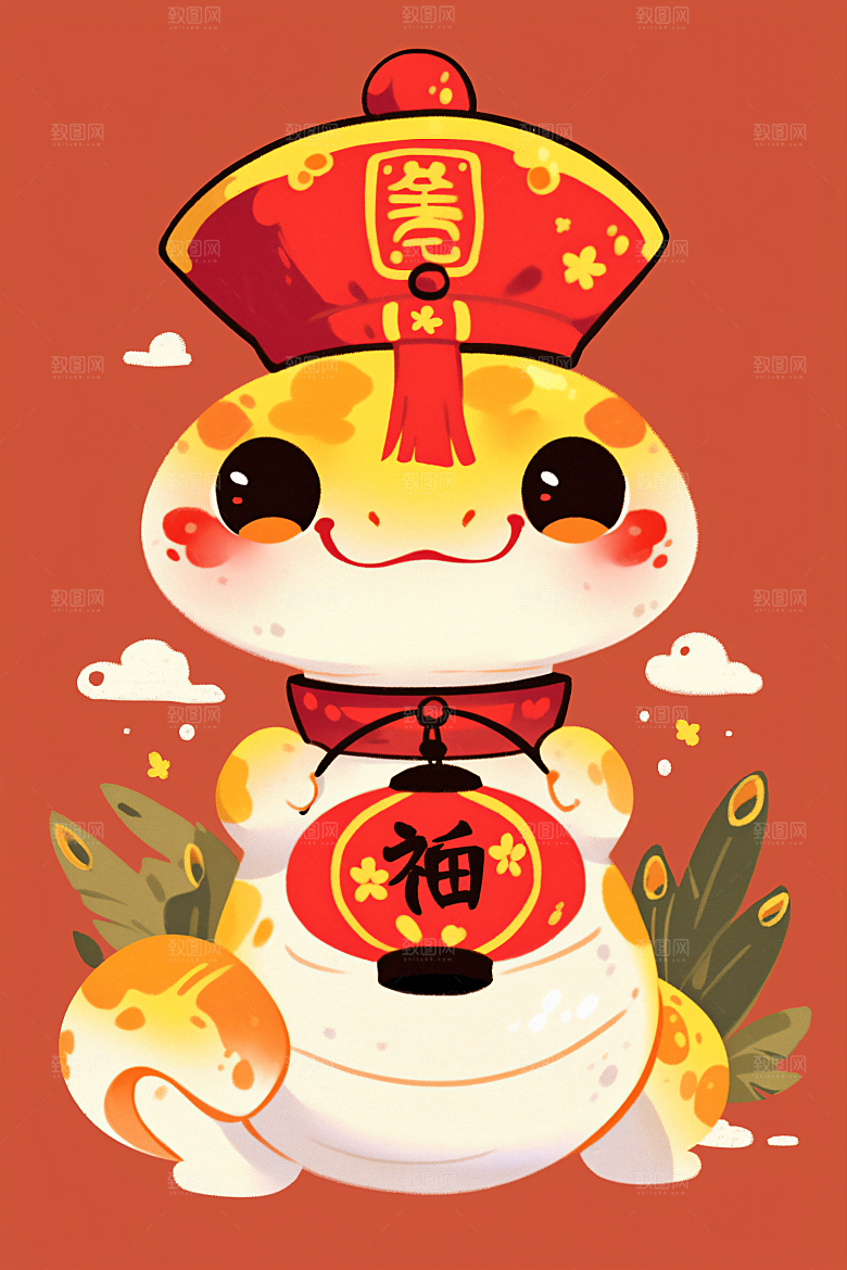 新年生肖蛇可爱插画素材