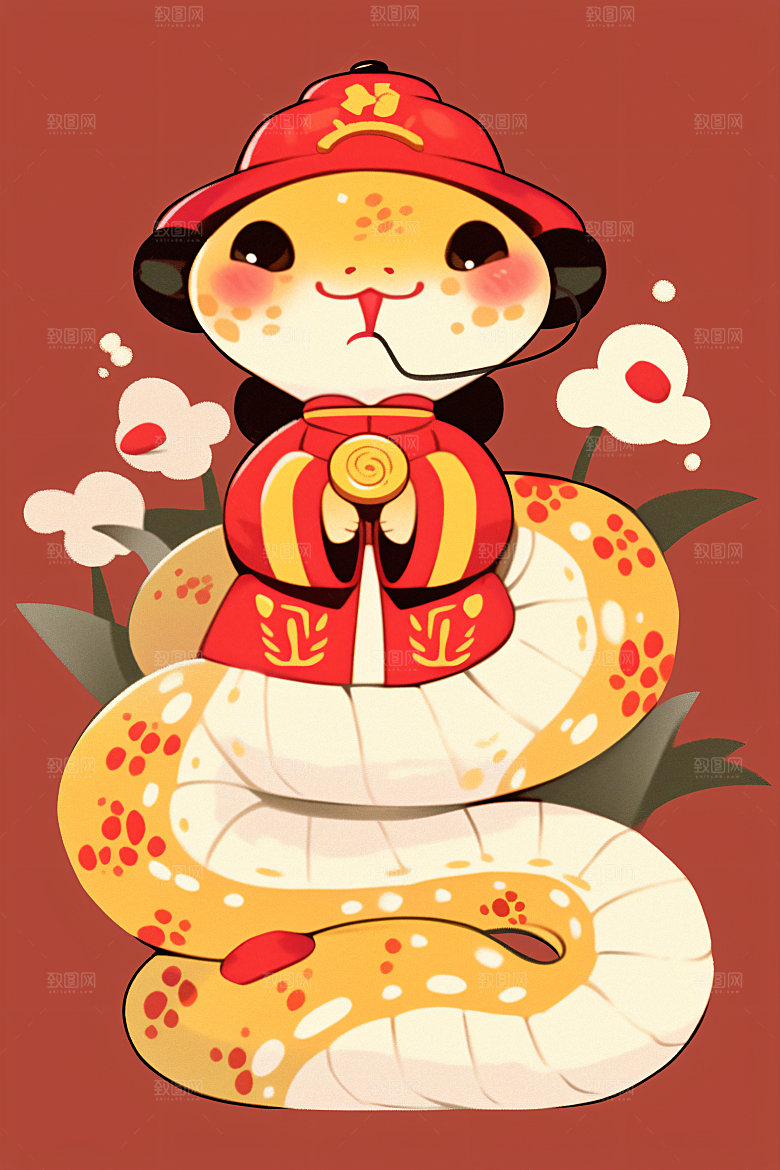 新年生肖蛇吉祥如意过年素材