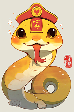 新年生肖蛇蛇拟人蛇年主题素材