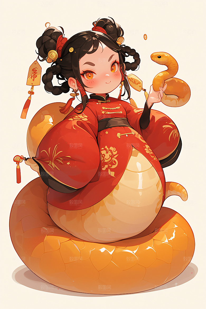 新年生肖蛇卡通吉祥如意素材