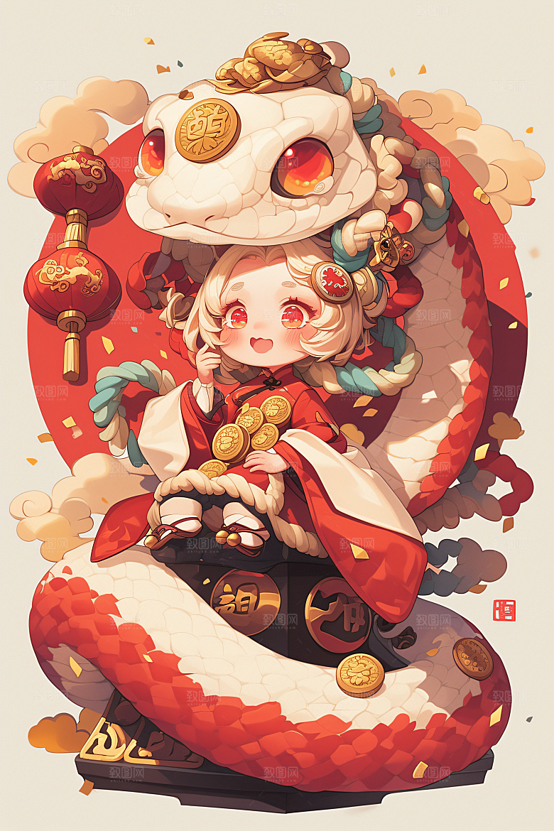 新年生肖蛇高清可爱素材