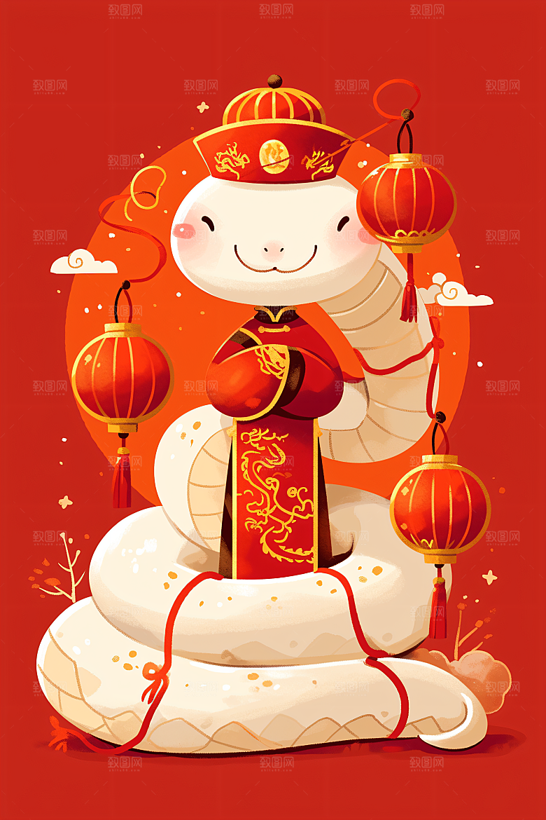 新年生肖蛇可爱二十四生肖素材