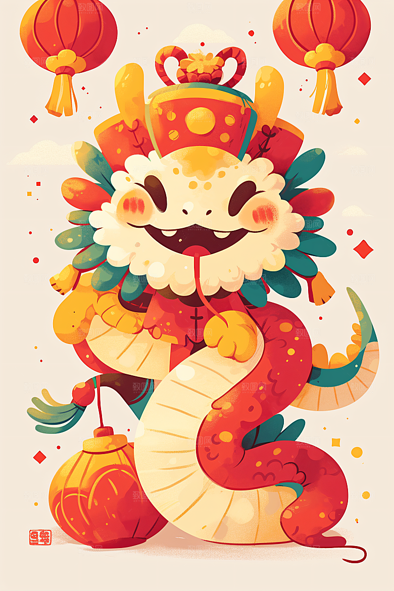 新年生肖蛇插画蛇拟人素材