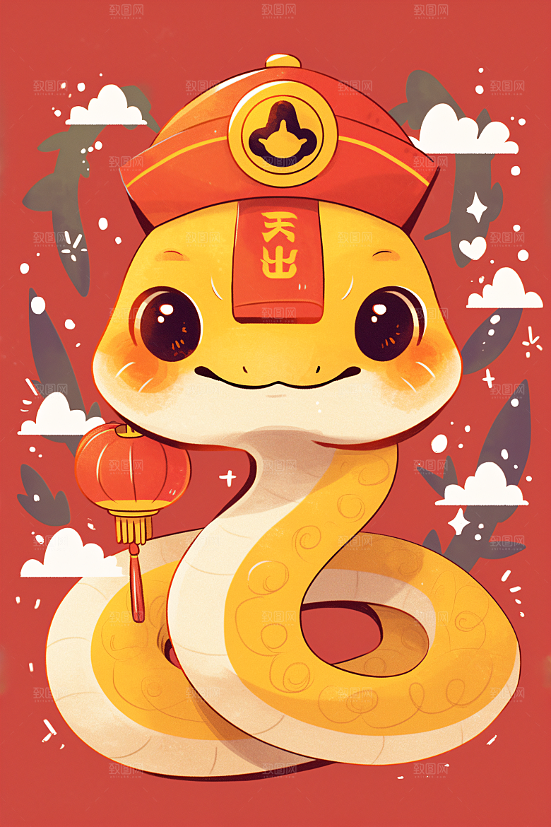 新年生肖蛇吉祥如意过年素材
