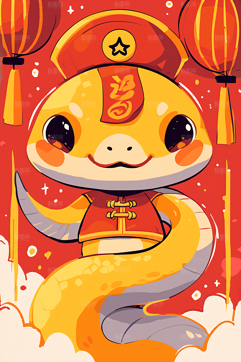 新年生肖蛇吉祥如意过年素材