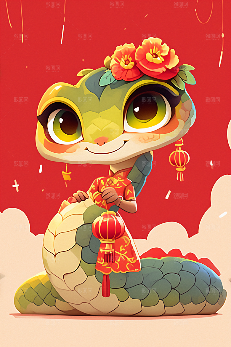 新年生肖蛇吉祥如意二十四生肖素材