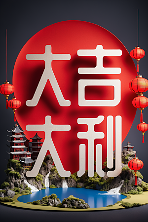 新年祝福春节新年艺术字