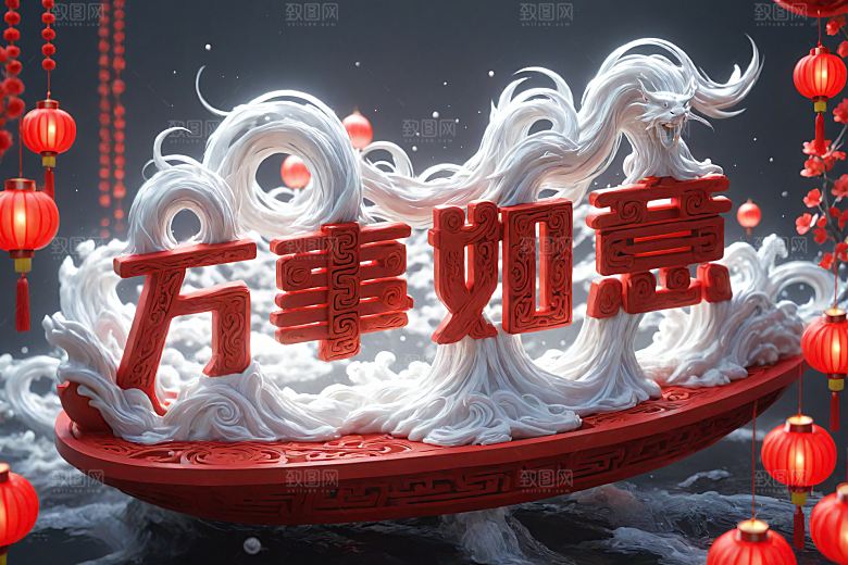 新年祝福春节热闹艺术字