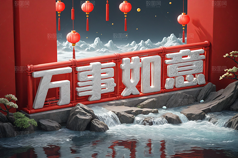 新年祝福立体高清艺术字