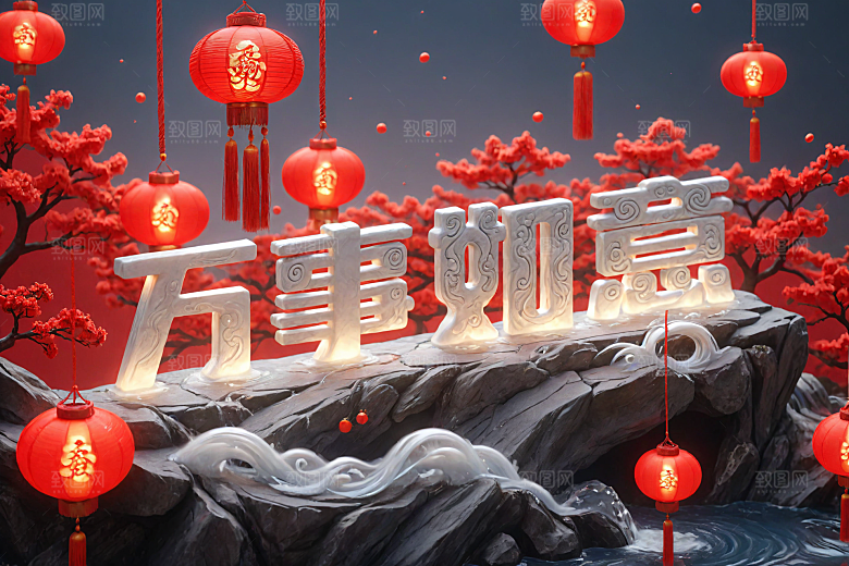 新年祝福立体高清艺术字