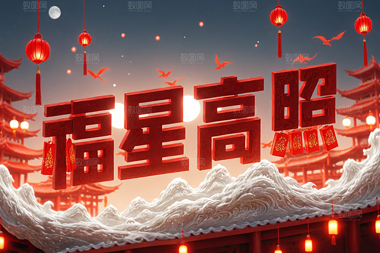 新年祝福喜庆热闹艺术字