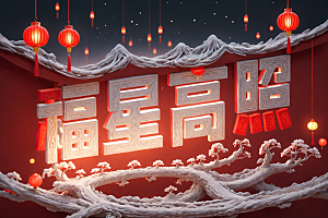 新年祝福春节热闹艺术字
