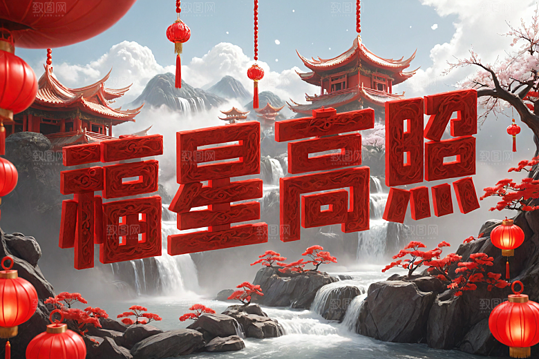 新年祝福立体新年艺术字