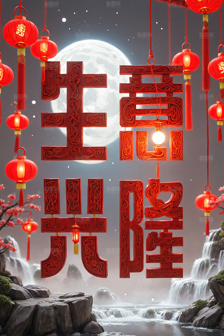 新年祝福高清热闹艺术字