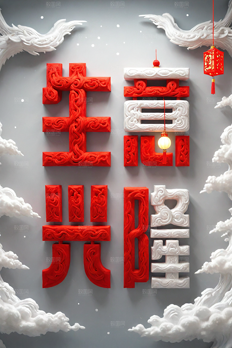 新年祝福高清热闹艺术字